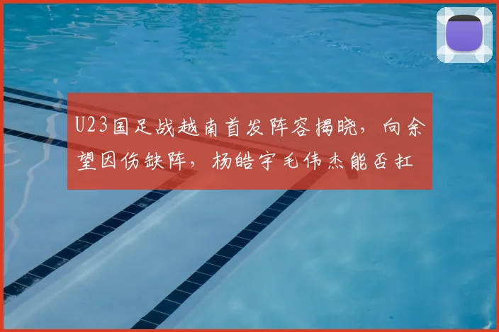 U23国足战越南首发阵容揭晓，向余望因伤缺阵，杨皓宇毛伟杰能否扛起大旗？
